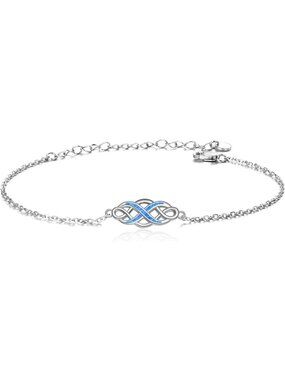 Blue Irish Celtic Knot Bracelets Sterling Silver Infinity